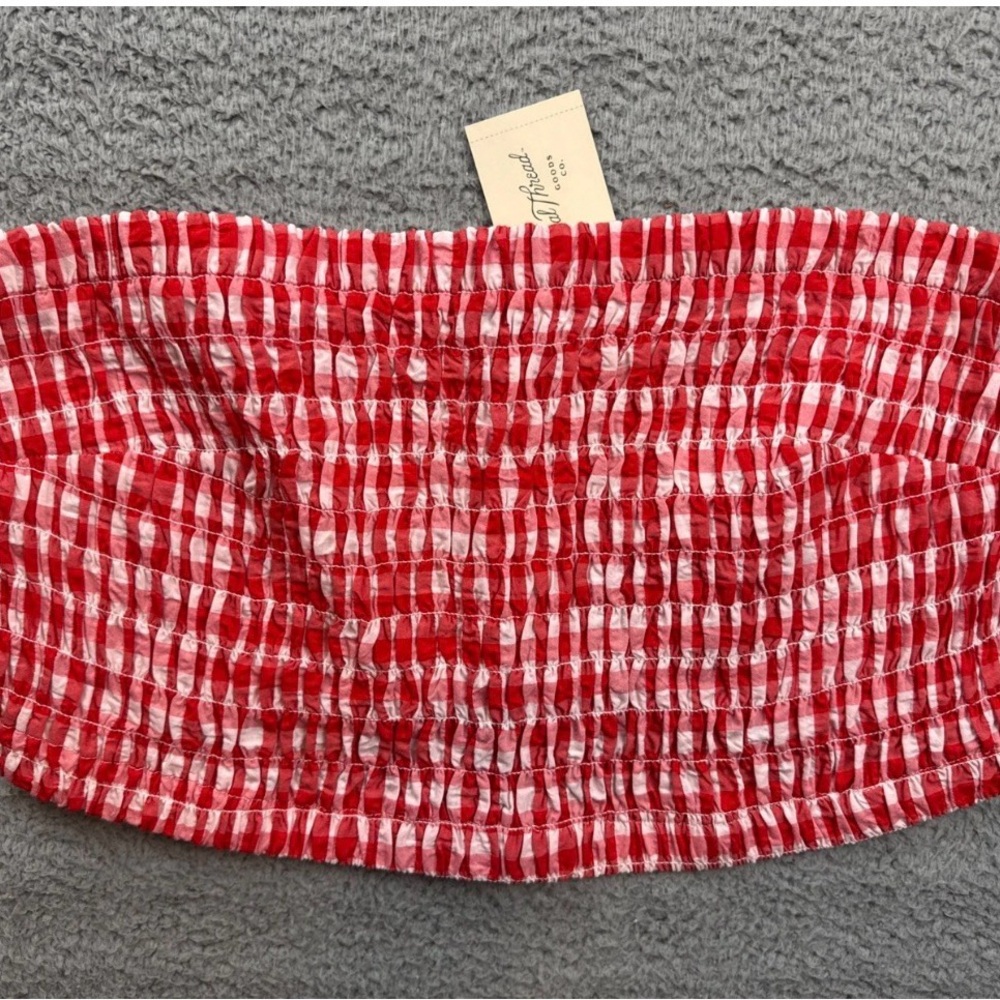 UNIVERSAL thread Tube top size XXL Red and White Gingham Smocked Bandeau